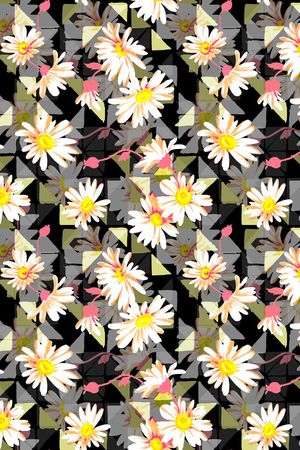 几何 雏菊 藤蔓 错位 叠加 三角印花华亿平台图片