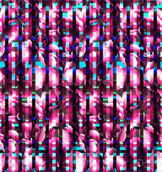 大花 大叶片 竖条 条格 几何 错位  叠加 立体印花华亿平台图片