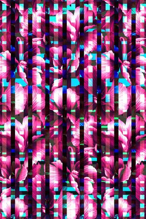 大花 大叶片 竖条 条格 几何 错位  叠加 立体印花华亿平台图片