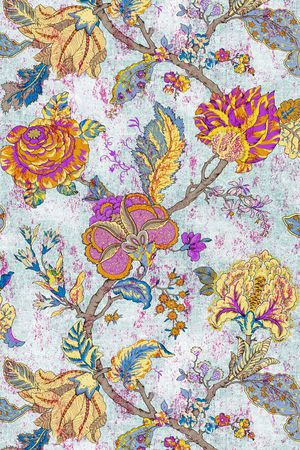 复古花卉印花华亿平台图片