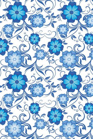 蓝花花卉印花华亿平台图片