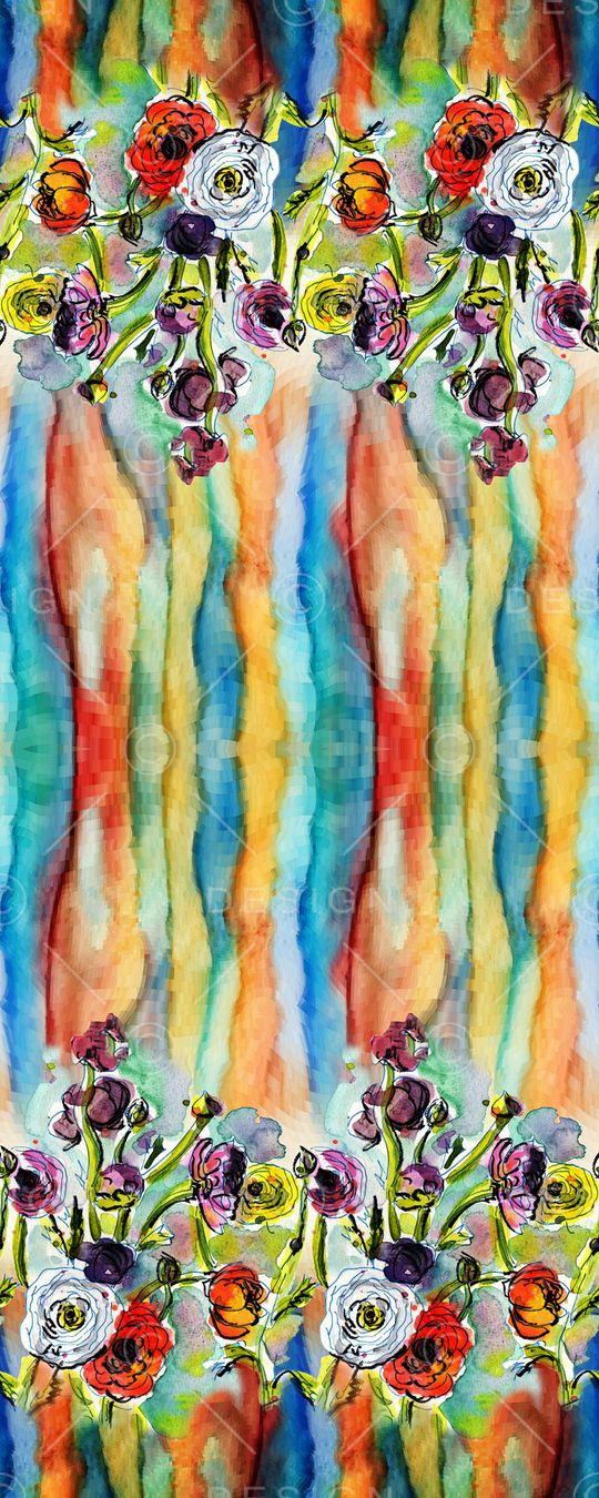 手绘水彩印花华亿平台图片