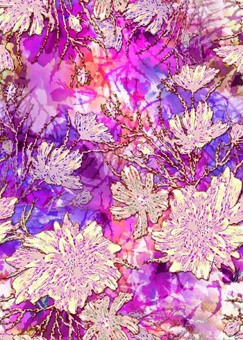 422881-机理花卉 创意 炫彩花卉 服装 抽