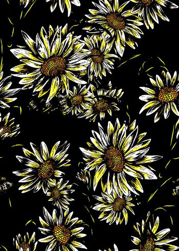 422886-黑底向日葵 花卉 简约 
