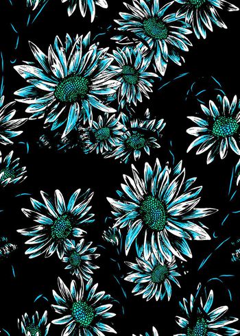 422887-黑底向日葵 花卉 简约 