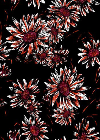 422888-黑底向日葵 花卉 简约 