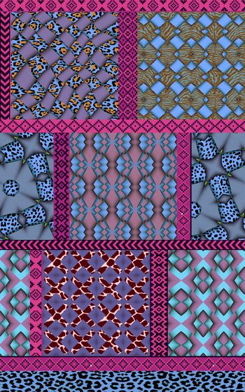 423077-丛林混搭部落图案动物纹组合女装男装