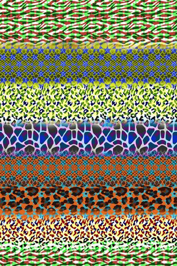 423294-丛林混搭动物纹撞色部落几何图案组合