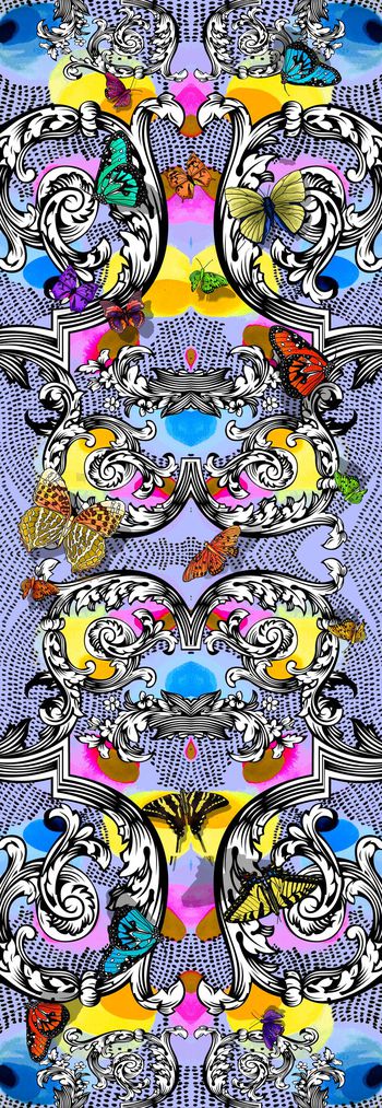 423343-复古水彩图案蝴蝶欧式花纹男装外套女