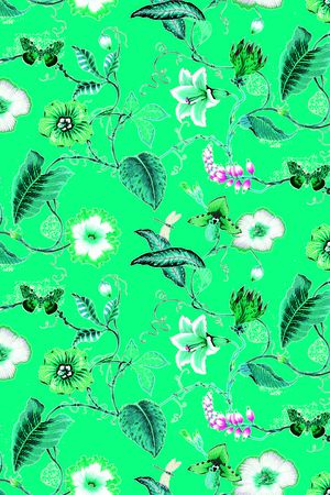 纯绿底色印花华亿平台图片