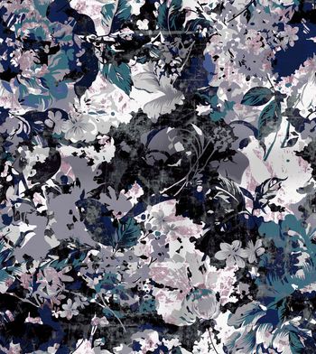 423534-时尚迷彩双色暗底花卉颓废纹理磨痕肌