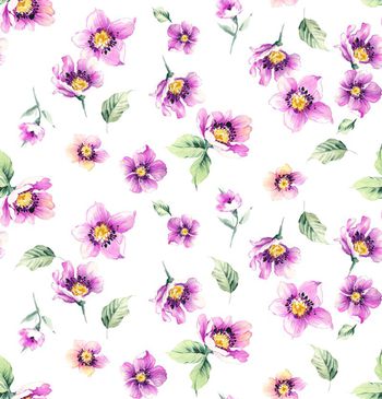 423574-时尚简约手绘牡丹花数码印花