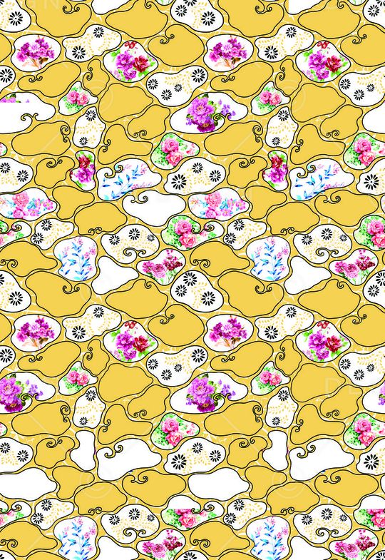 黑色适量小花印花华亿平台图片