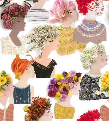 423728-时尚插画带花的女人