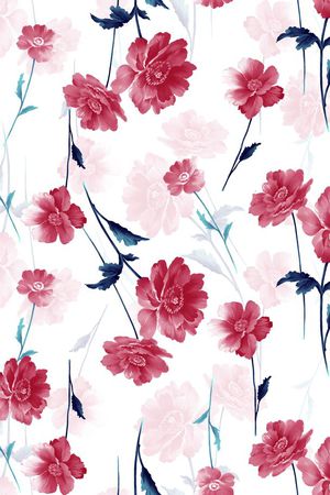 红色花印花华亿平台图片