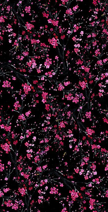 423880-中国风桃花手绘花卉数码印花