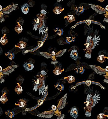 423927-个性手绘雄鹰展翅数码印花