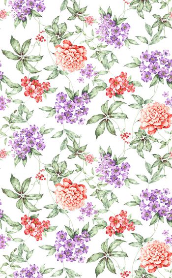 423964-时尚水彩手绘花卉数码印花