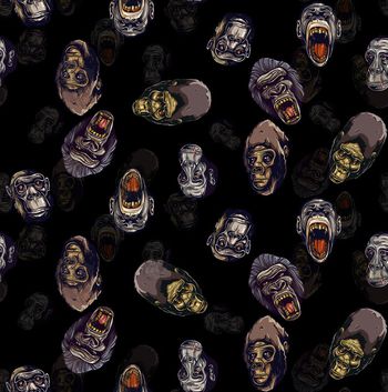 423996-手绘个性大猩猩男装T恤衬衫数码印花