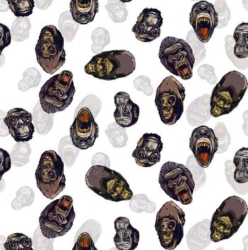 423997-手绘个性大猩猩男装T恤衬衫数码印花