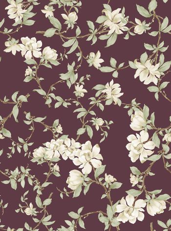 424027-高贵复古手绘花卉数码印花