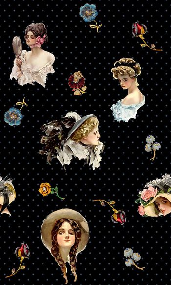 424079-复古波点圆点美女与珠宝配饰组合女装