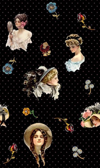 424080-复古波点圆点美女与珠宝配饰组合女装