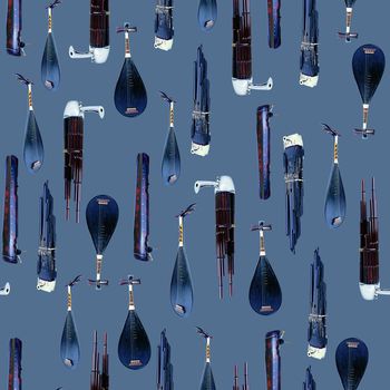 424204-文艺复古中国风乐器二胡潮流男装华亿平台