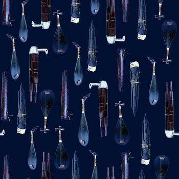 424207-文艺复古中国风乐器二胡潮流男装华亿平台