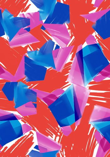 424288-女装数码印花几何手绘拼插对比组合