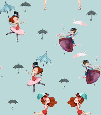 424371-拿伞的女孩童装华亿平台