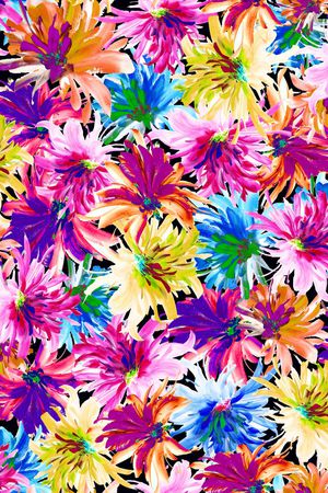 专色底 手绘 抽象 花卉组印花华亿平台图片