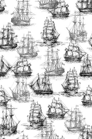 简约时尚海洋帆船男装女装印花华亿平台图片