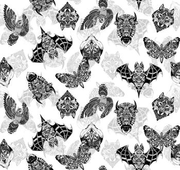 424428-时尚个性动物线描男装印花图