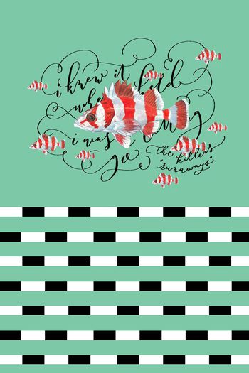 424495-海洋主题热带鱼条纹鱼字母文字鱼组合