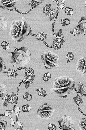 布纹叠加效果花卉珠宝组合印花华亿平台图片