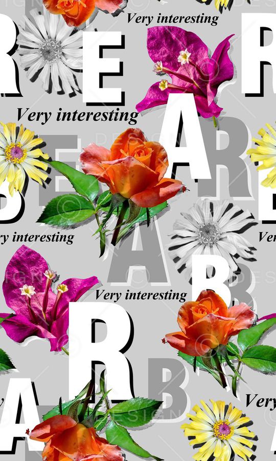 字母花卉组合印花华亿平台图片