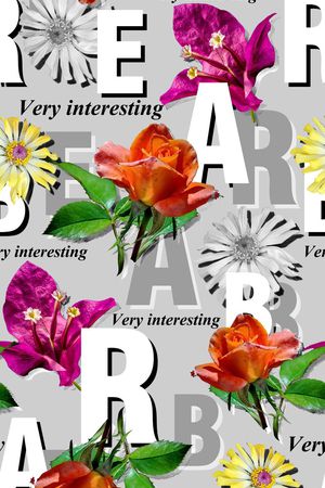 字母花卉组合印花华亿平台图片