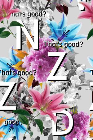 字母花卉组合印花华亿平台图片