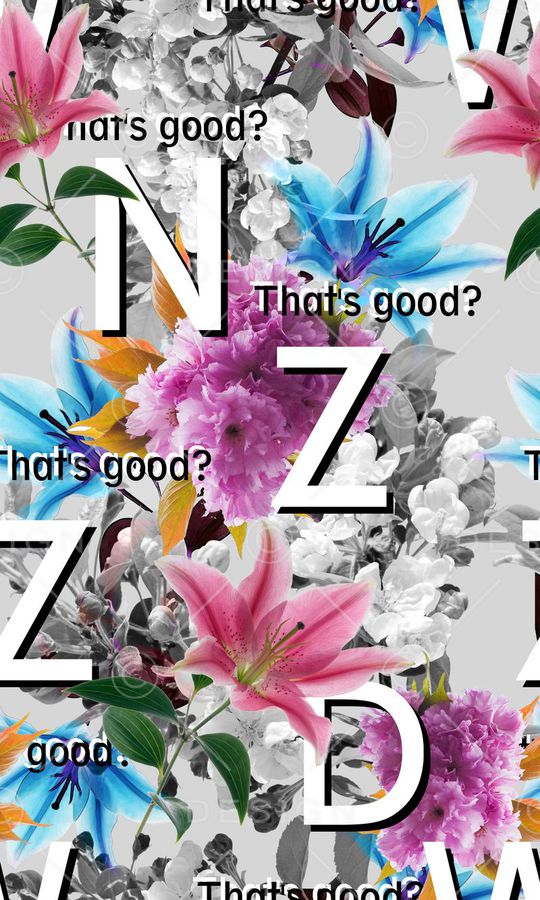 字母花卉组合印花华亿平台图片