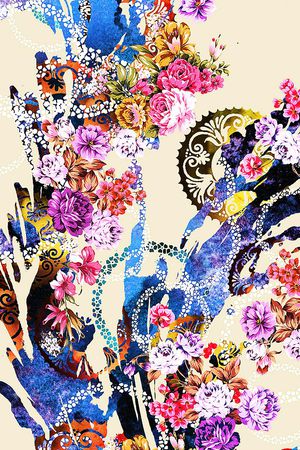 青花瓷印花华亿平台图片