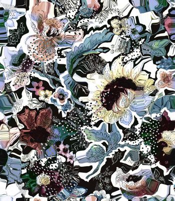 425120-男装外套华亿平台手绘艺术效果装饰向日葵