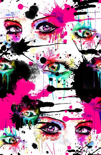 425283-水墨笔触人物眼睛波普风涂鸦男装衬衣