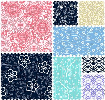 425540-简单清新靛蓝印花青花瓷圆点齿轮纹图