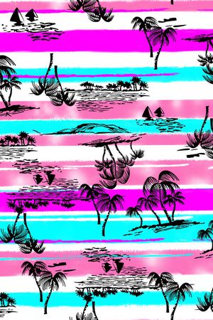 热带风情印花华亿平台图片