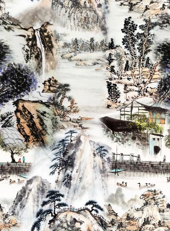 水墨风格印花华亿平台图片