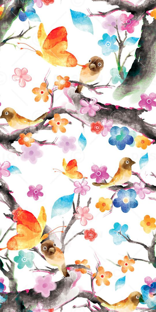 花 鸟 枝干印花华亿平台图片