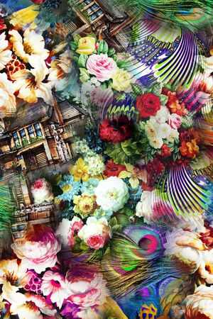 手绘油画印花华亿平台图片