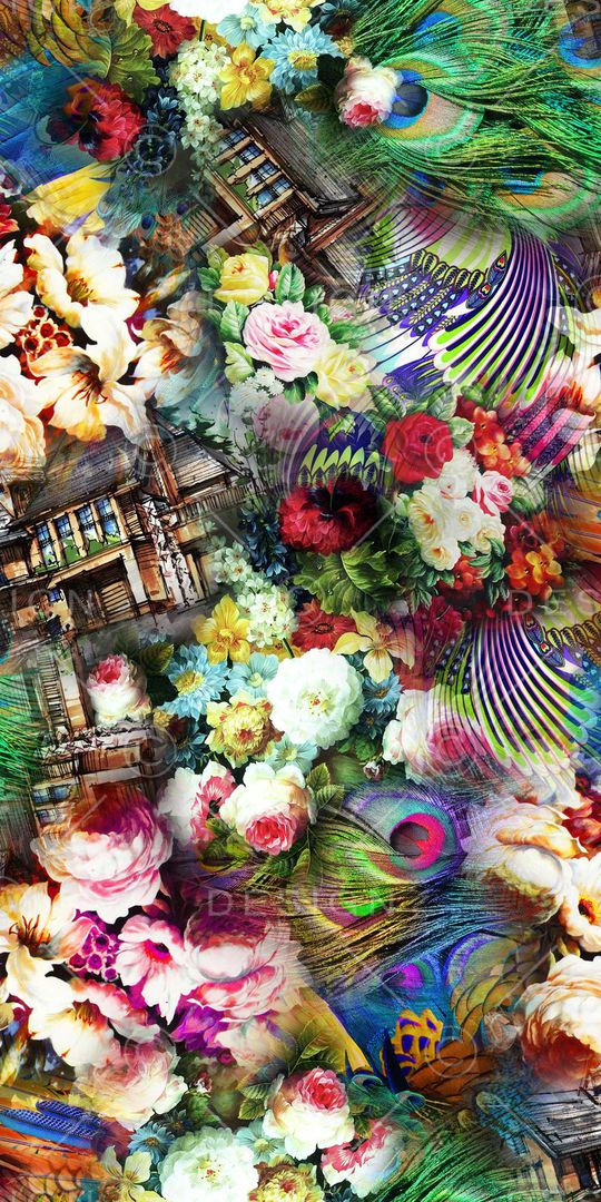 手绘油画印花华亿平台图片