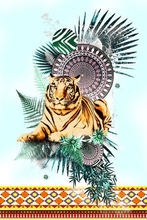 热带植物印花华亿平台图片